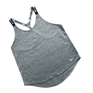 Nike Women's Gray Dri-Fit Loose Fit Tank Top Racerback Just Do It Straps